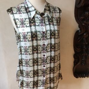 THEYSKENS THEORY silk sleeveless print blouse